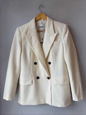NWT Madewell Cream Wool Blend Tuxedo Blazer Jacket